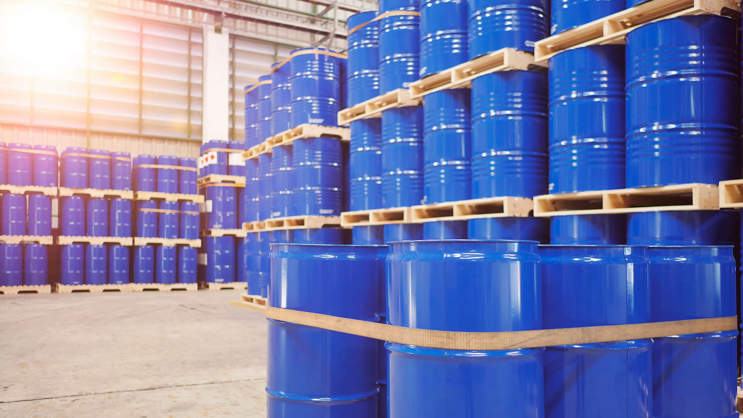 Barrel tank in warehouse in chemical distribution UK